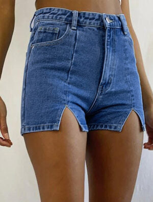 Helena | Damskie jeansowe szorty z wysokim stanem i rozcięciami