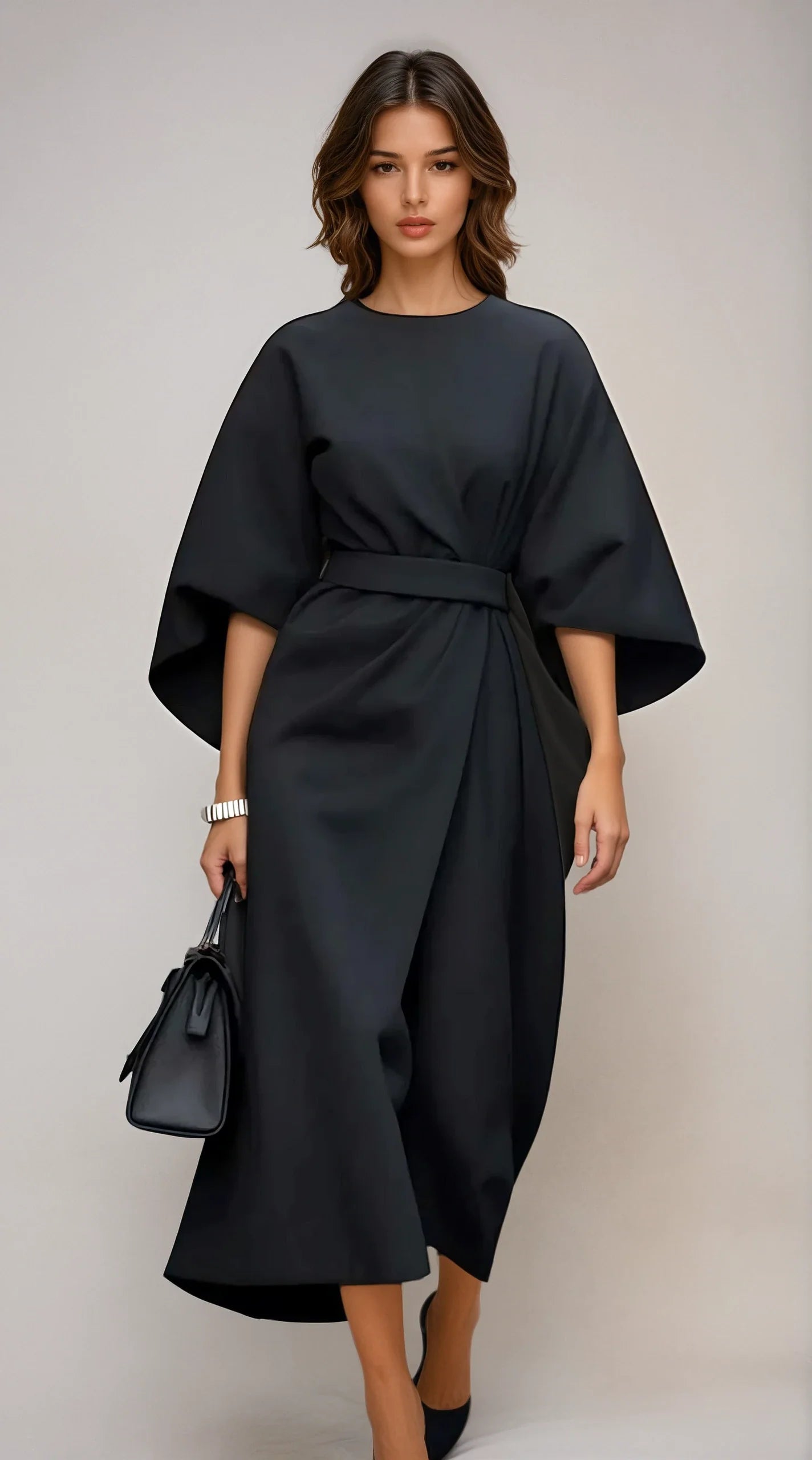 Sukienka Damska z Paskiem | Elegancki Krój | Lekka i Przewiewna Tkanina | Ponadczasowa Klasyka