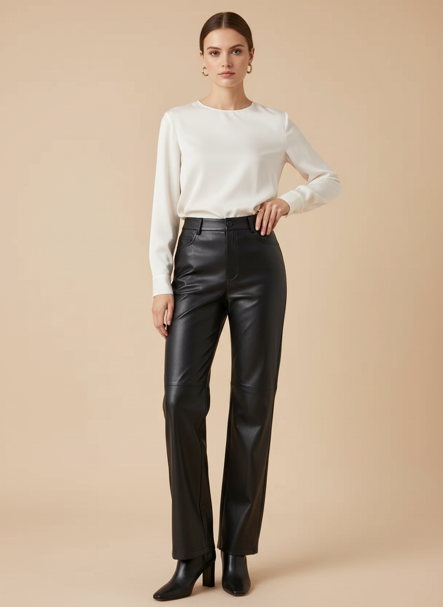 Avenja Black Leather Pants Studio - Corrected