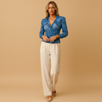 Avenja Denim Pattern Blouse