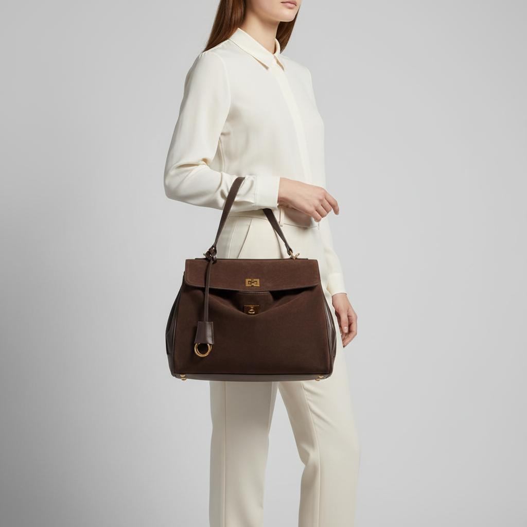 Donkerbruine tas studio