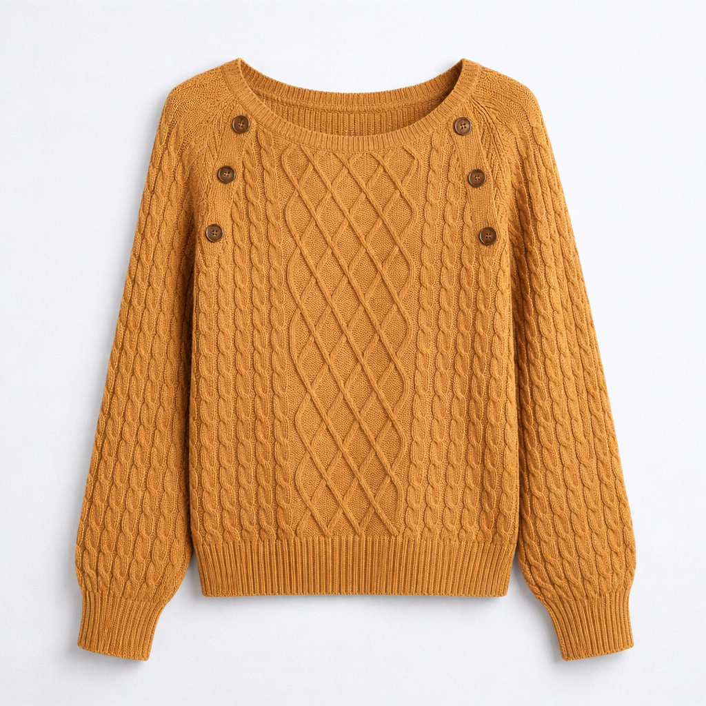 Damski Sweter Dziany | Teksturowany Wzór | Długi Rękaw