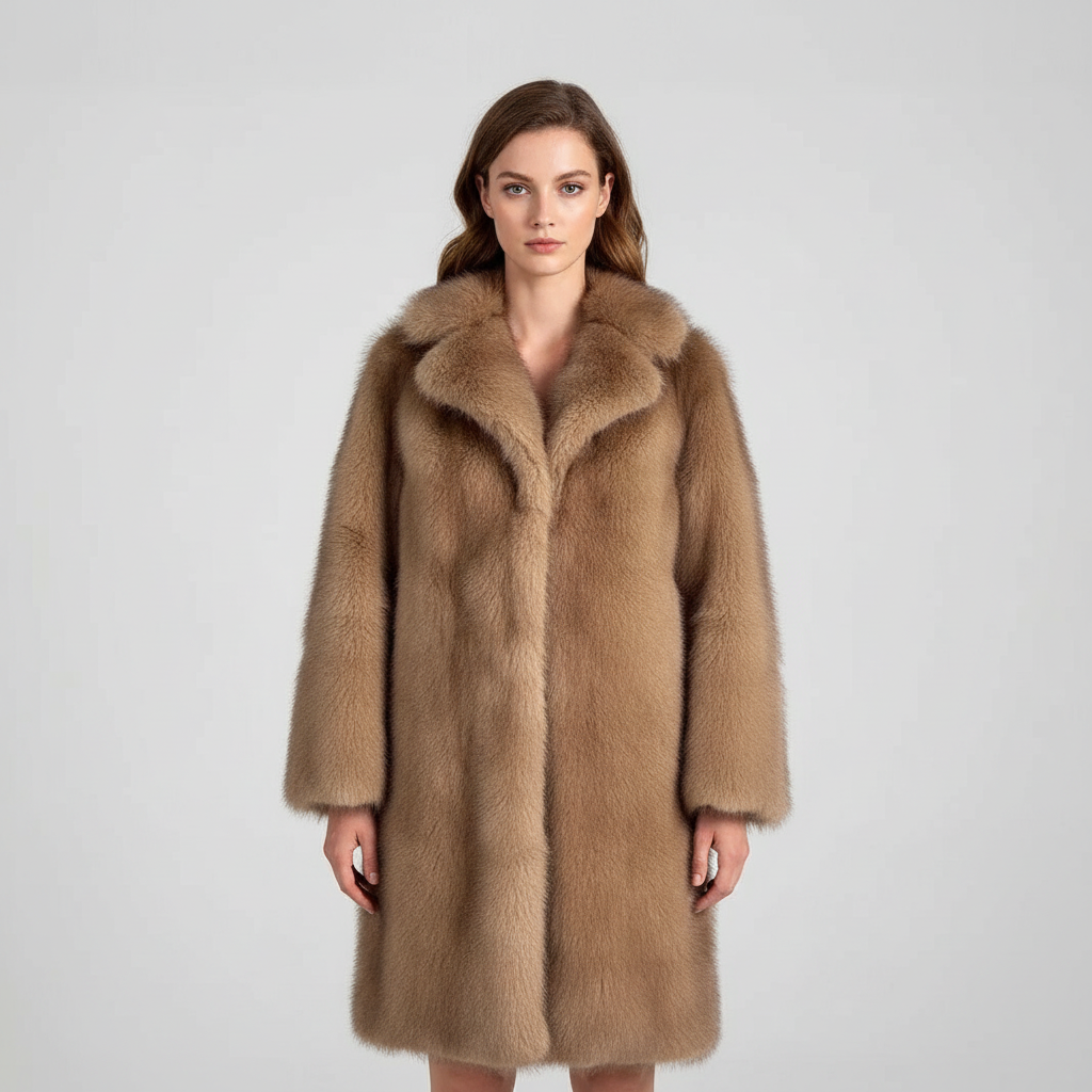 Kurtka z Imitacji Futra - Beige