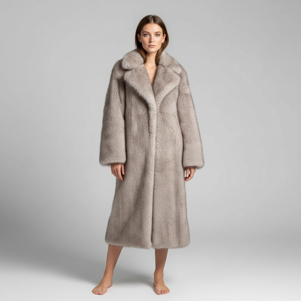 Kurtka z Imitacji Futra - Grijs