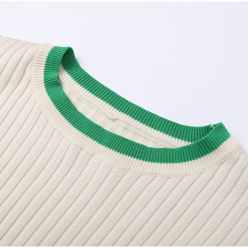 Elvaris | Dzianinowy komplet z krótkim swetrem i spodniami z szeroką nogawką