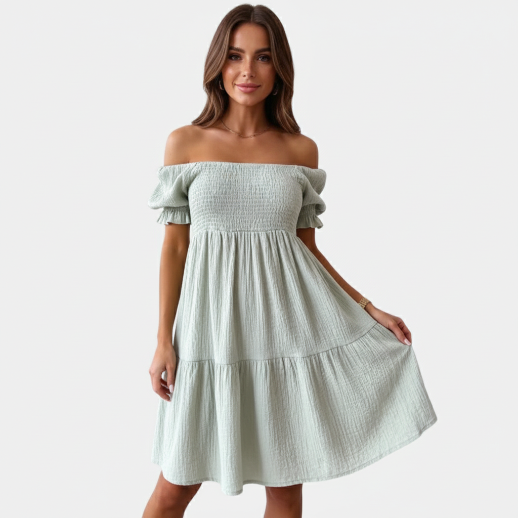 Sukienka Off Shoulder - Lichtgroen