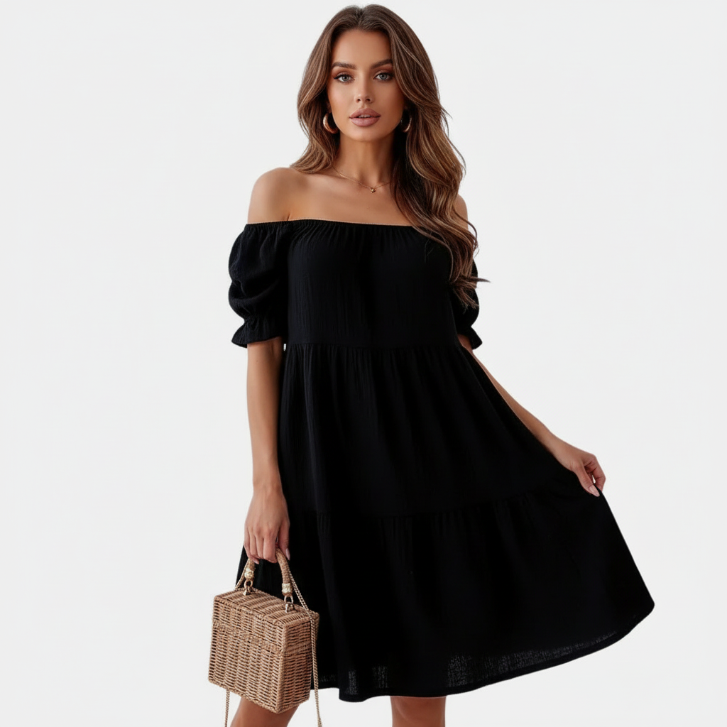 Sukienka Off Shoulder - Zwart